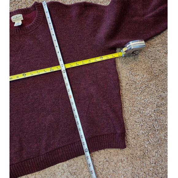 L.L. Bean 100% lambswool crewneck sweater fleece lined red knit mens L - Picture 4 of 4